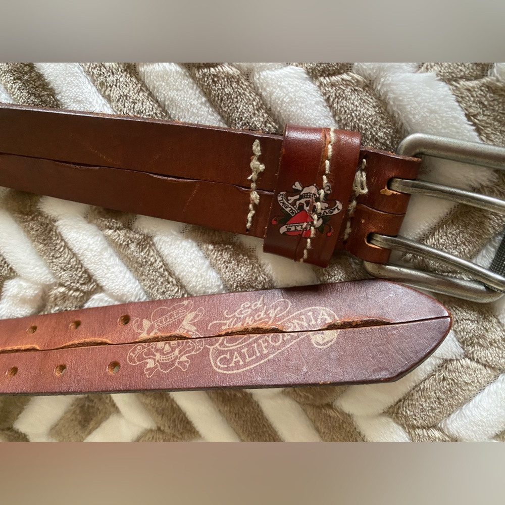 Ed Hardy brown leather belt - Picture 8 of 10